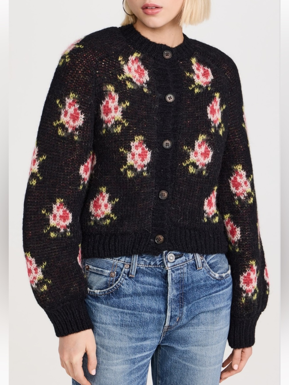 The Great The Carousel Cardigan Black Heirloom Rose Size 1 / Small